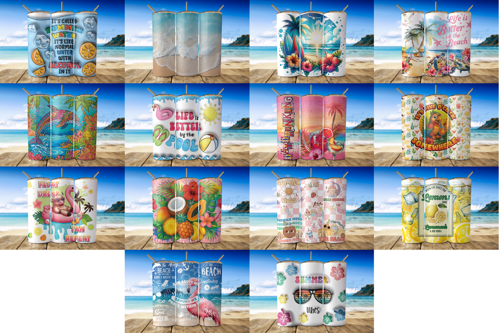 Digital Sublimation Designs - Summer Tumbler Wraps
