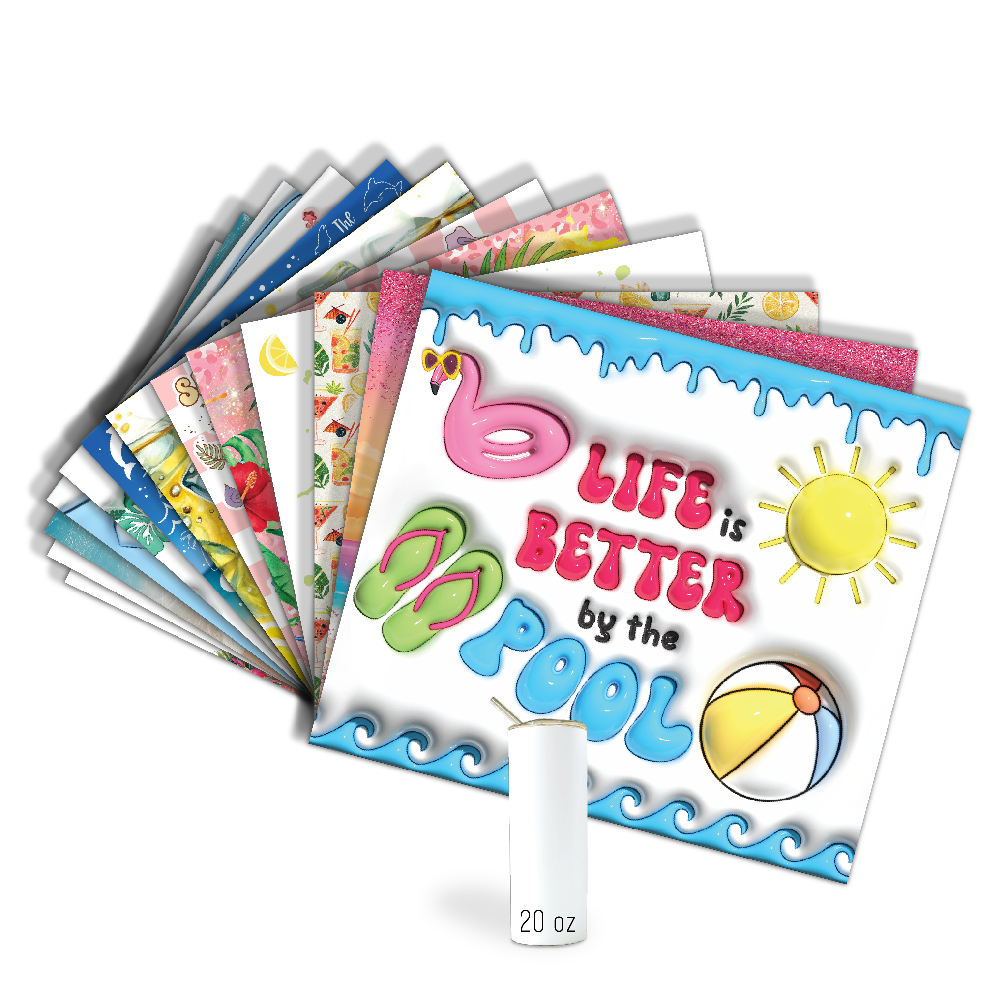 Assorted Ready to Press Sublimation Tumbler Prints (14 Pack) - Summer