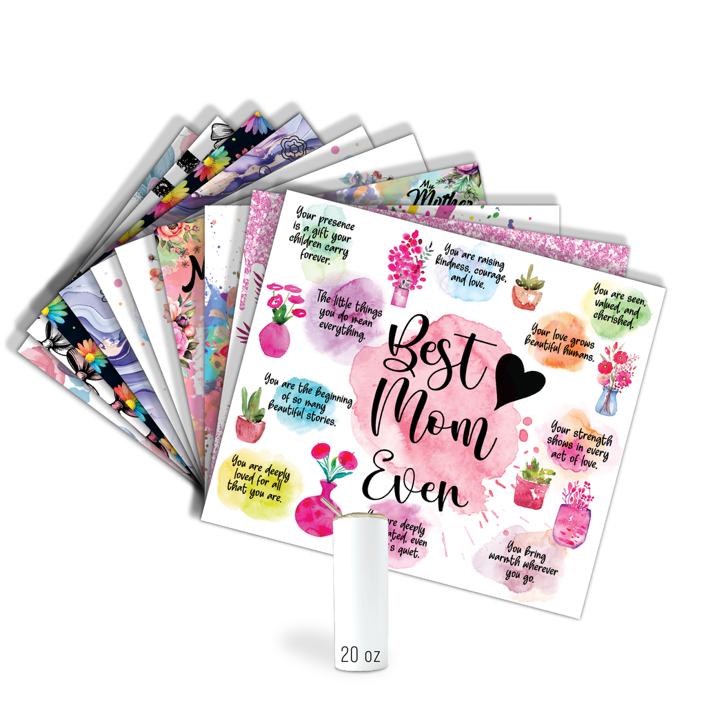Assorted Ready to Press Sublimation Tumbler Prints (12 Pack) - Mom Vibes