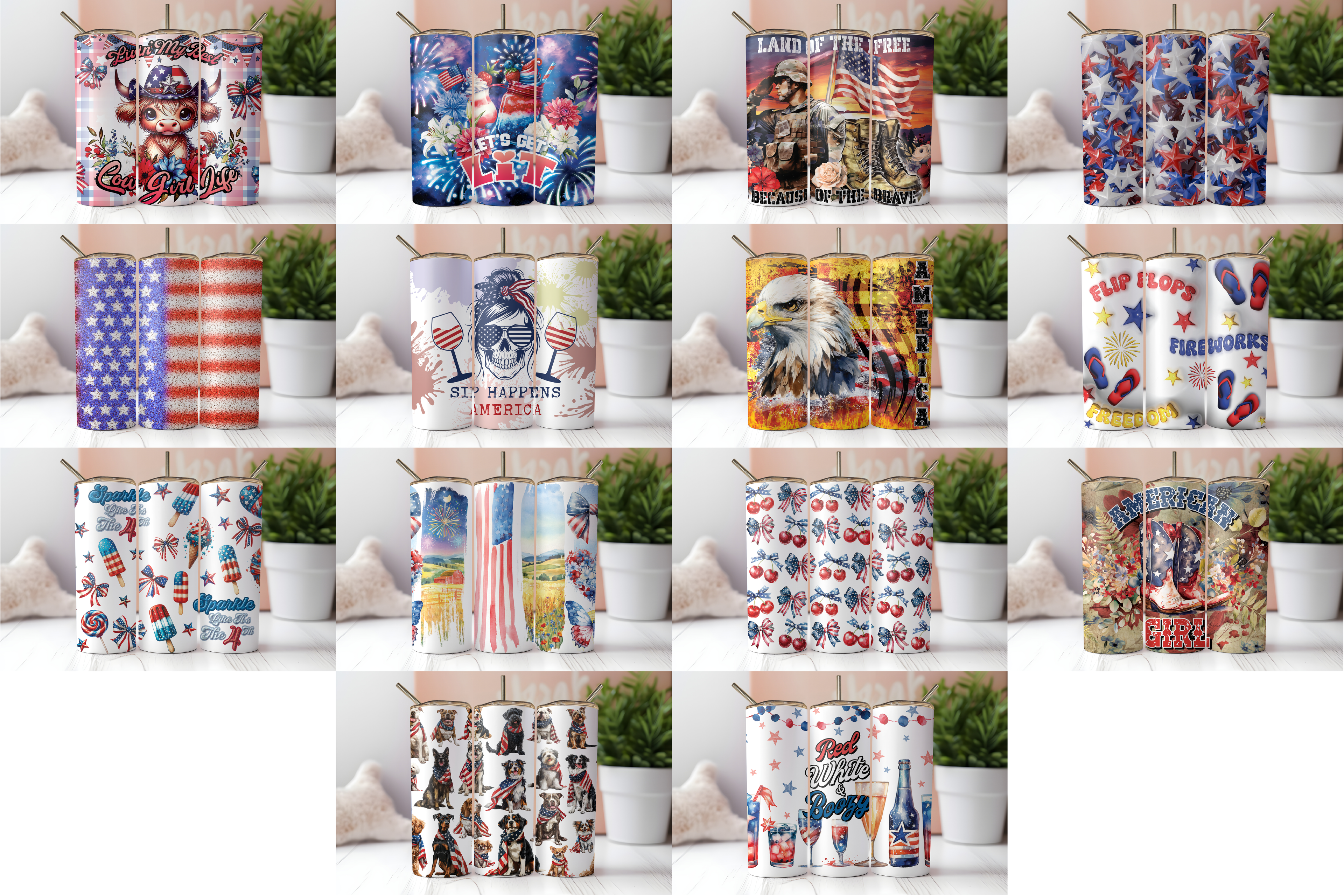 Digital Sublimation Designs - Fourth of July Tumbler Wraps