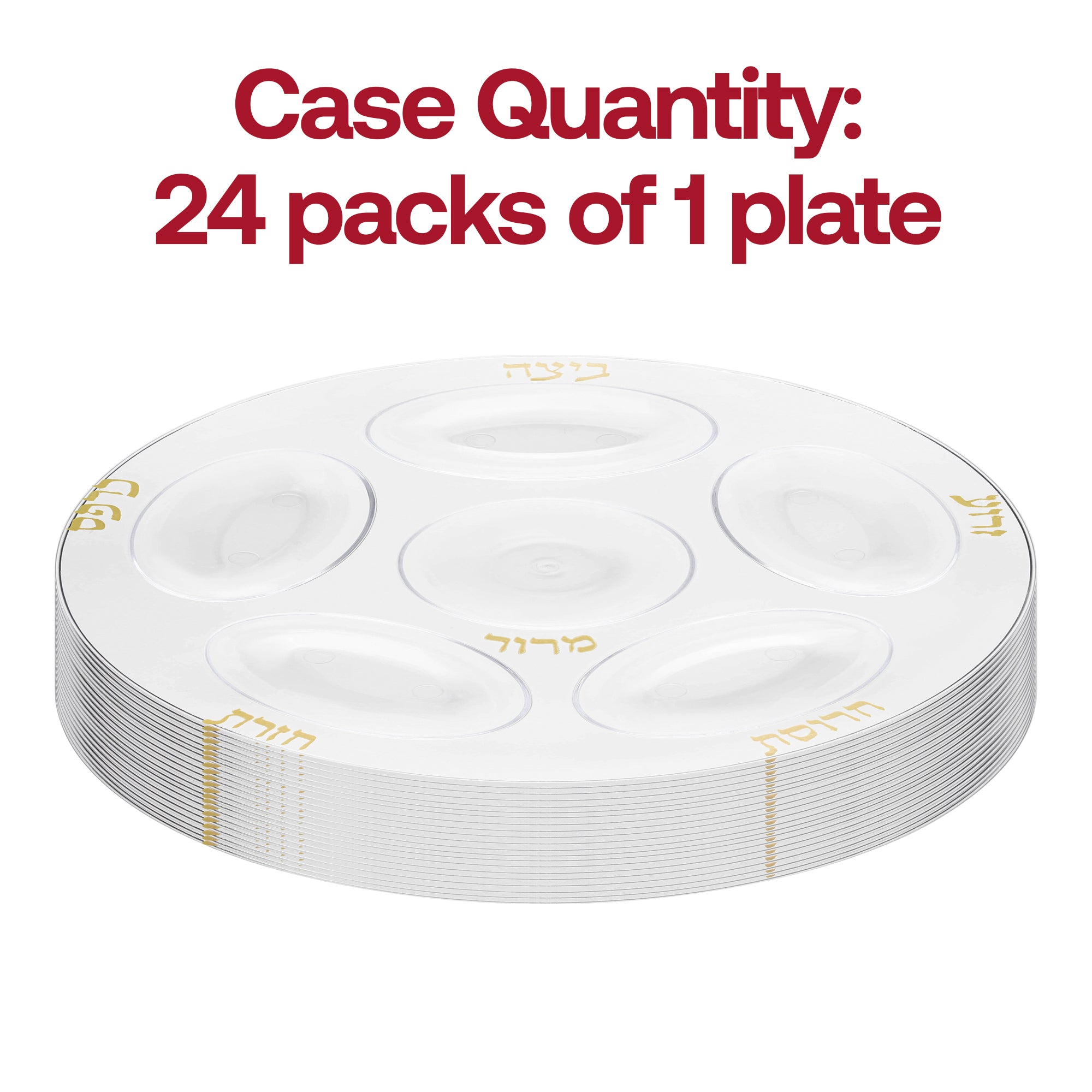 Clear with Gold Round Section Tray Disposable Plastic Seder Plates (12")