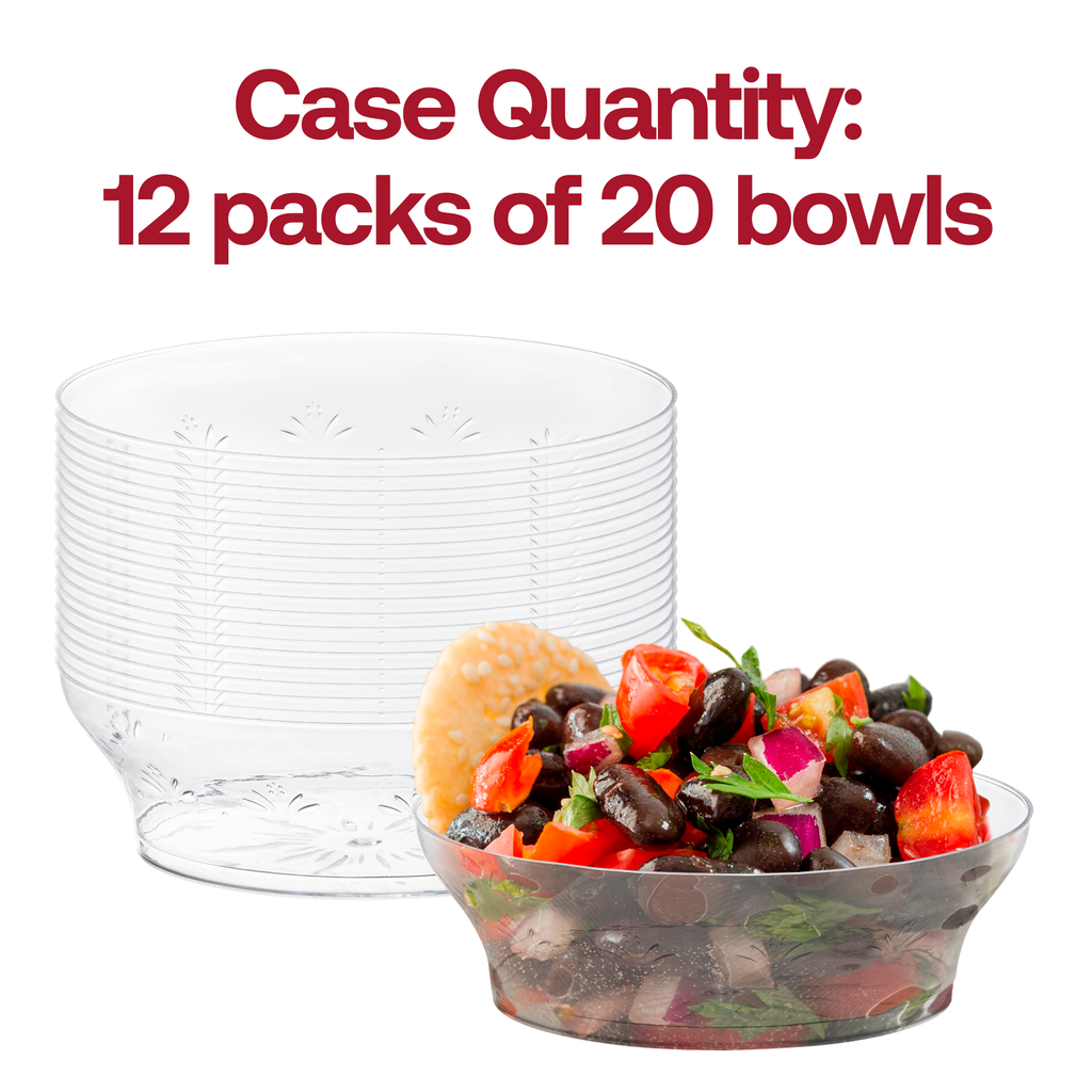 Clear Floral Round Disposable Plastic Soup Bowls (10 oz.)