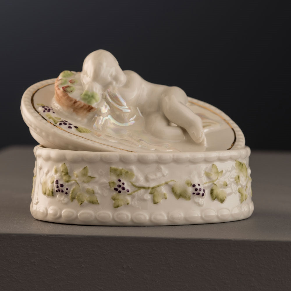 Belleek Classic Cherub Trinket Box