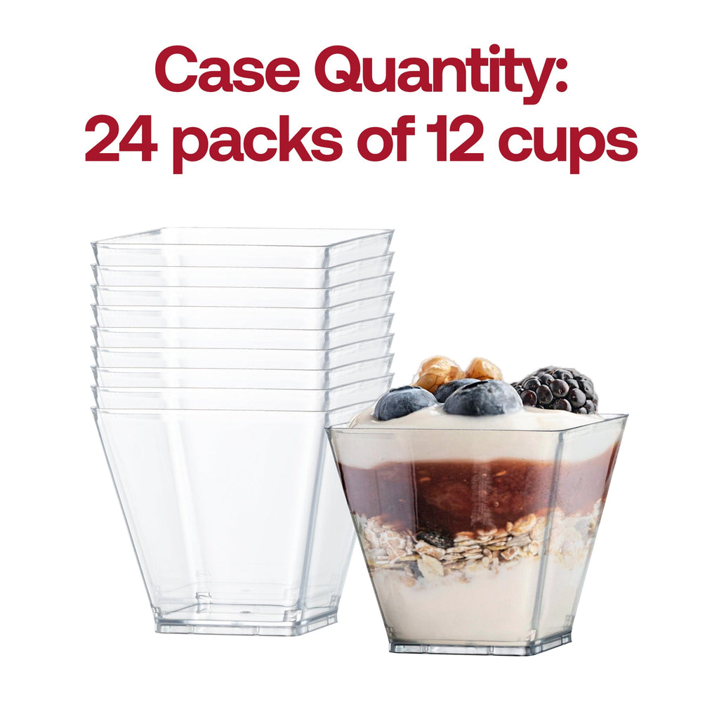 3.5 oz. Clear Square Disposable Plastic Mini Cups with Lids