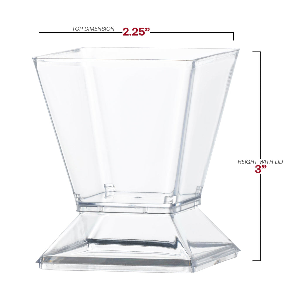 3.5 oz. Clear Square Disposable Plastic Mini Cups with Lids