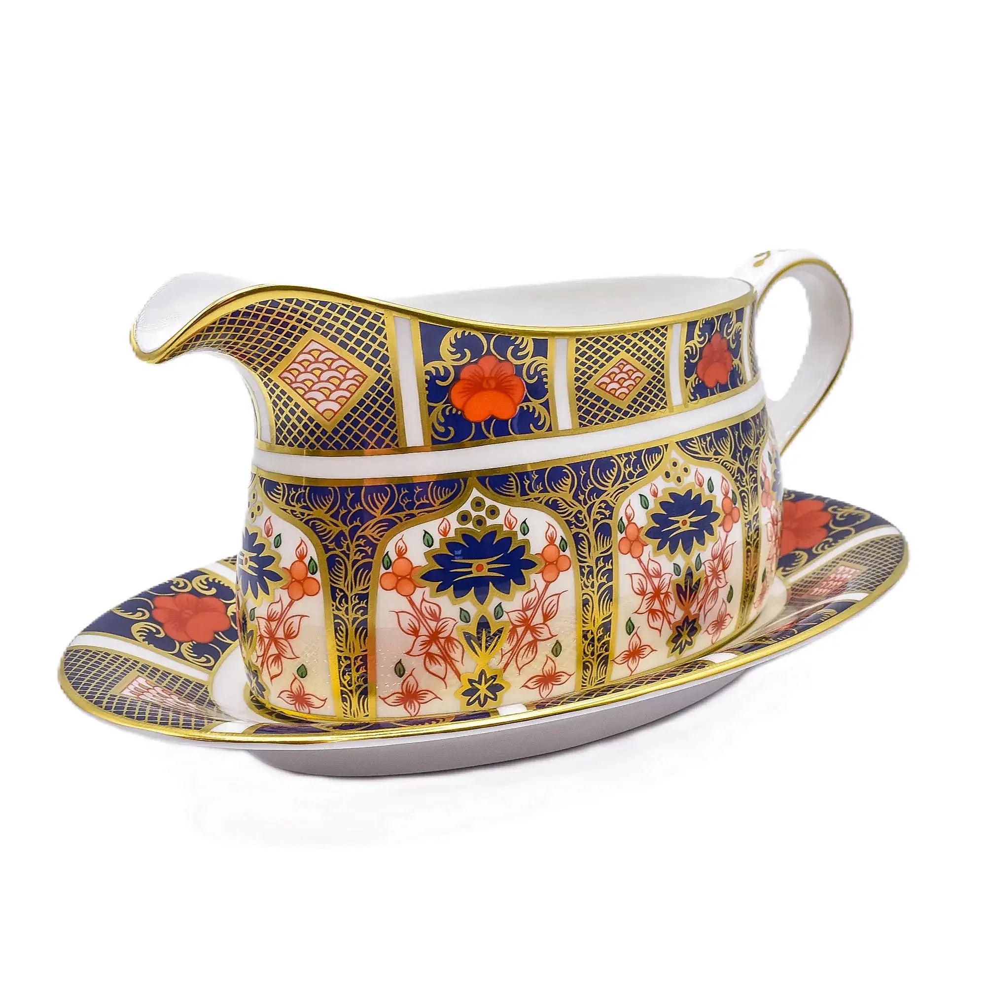 Royal Crown Derby Imari 1128 Gravy Sauce Boat & Stand