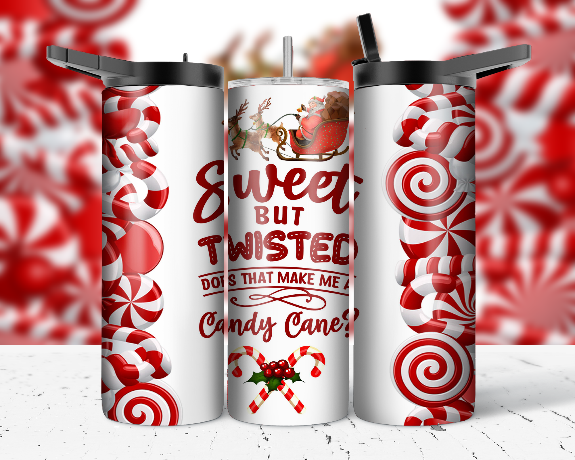 Assorted Ready to Press Sublimation Prints for 20oz Straight Skinny Tumblers (10 Pack) - Christmas 2