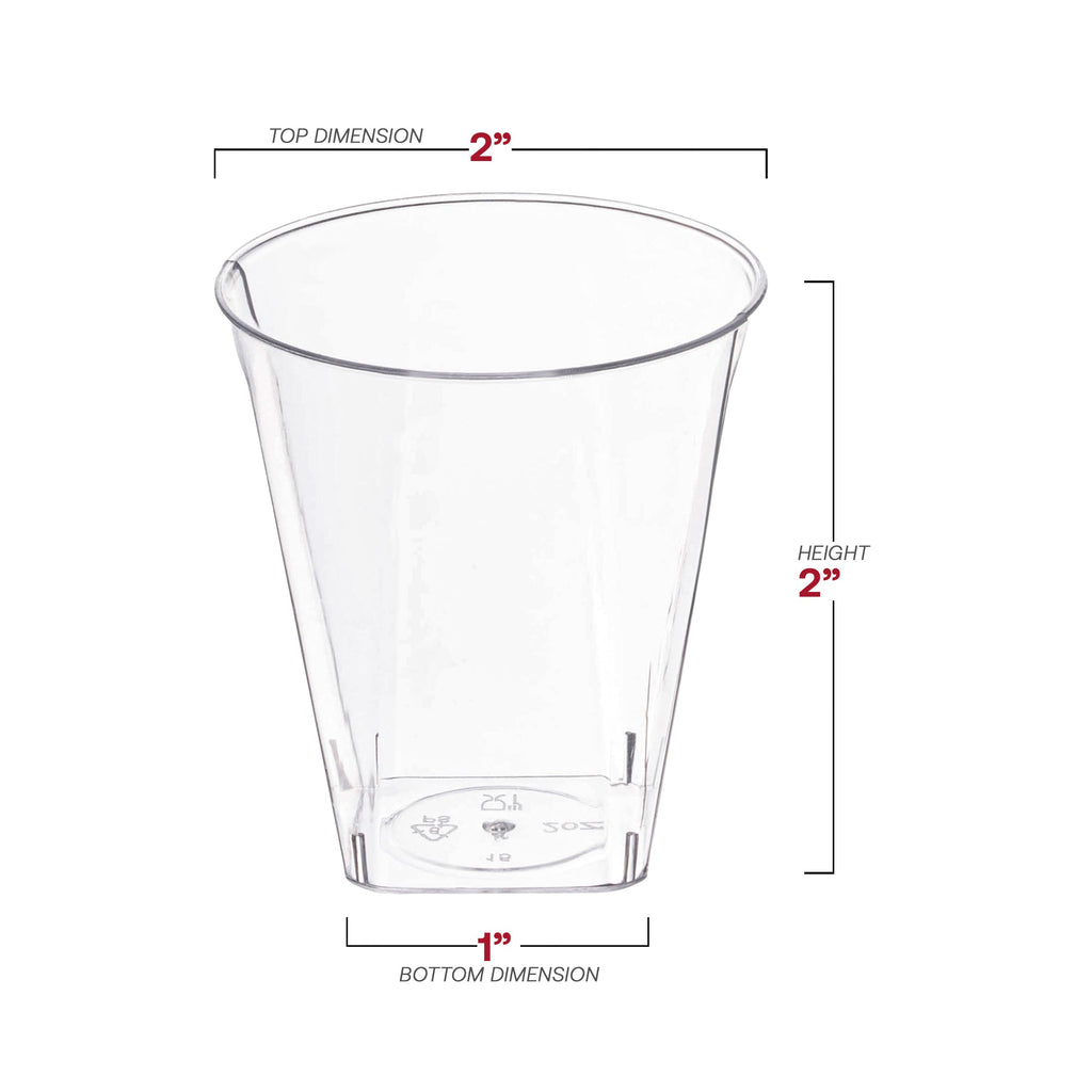 Clear Square Bottom Disposable Plastic Shot Cups (2 oz. )