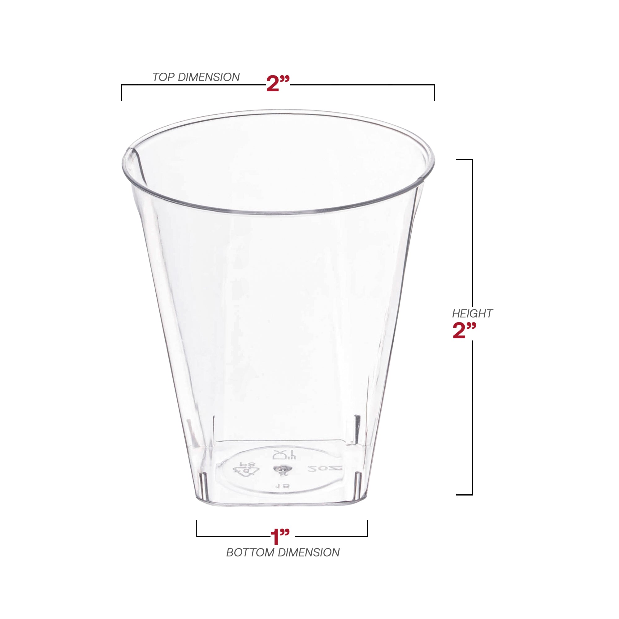 Clear Square Bottom Disposable Plastic Shot Cups (2 oz. )