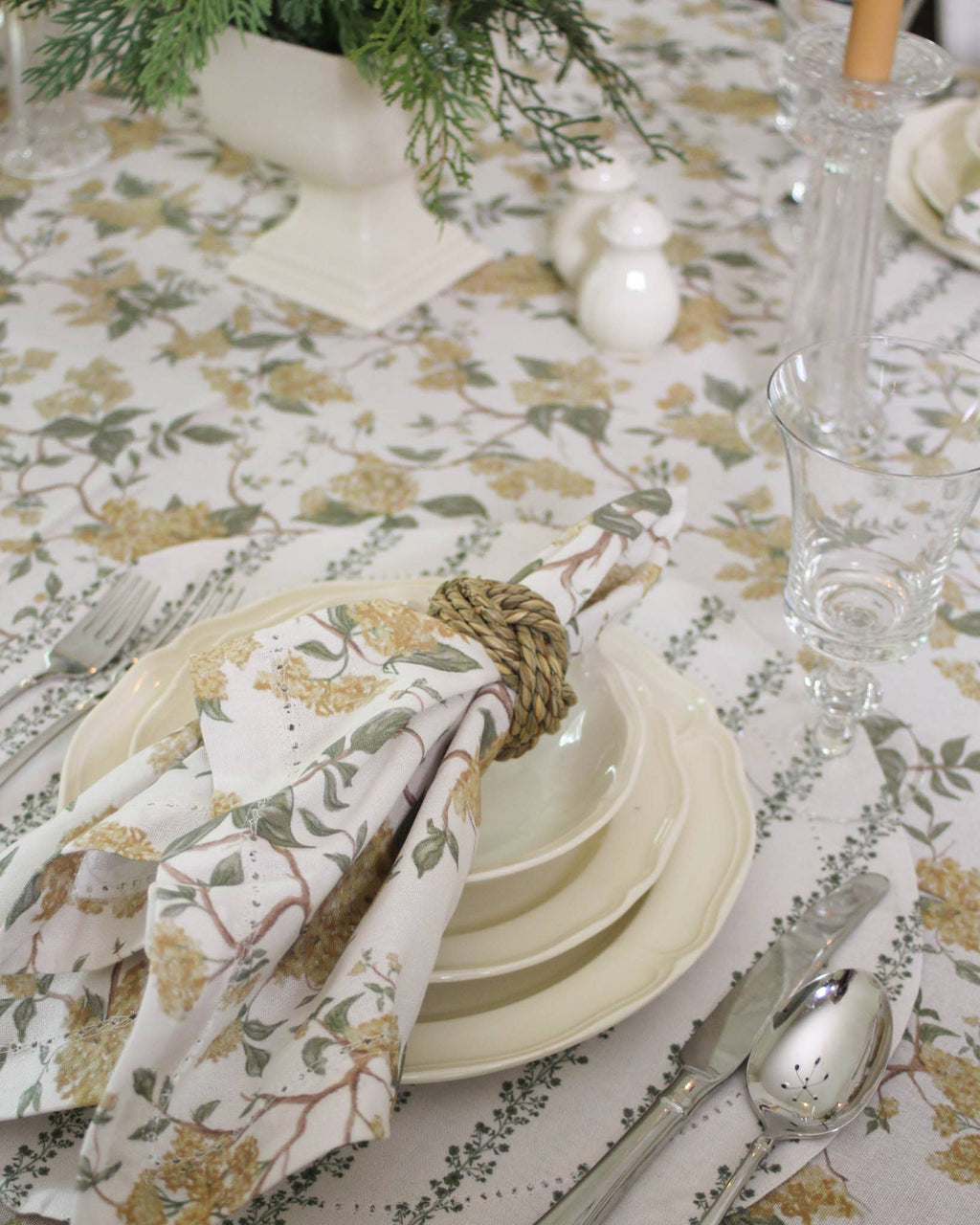 Hyacinth Floral Dinner Napkin Set of Four: Marigold