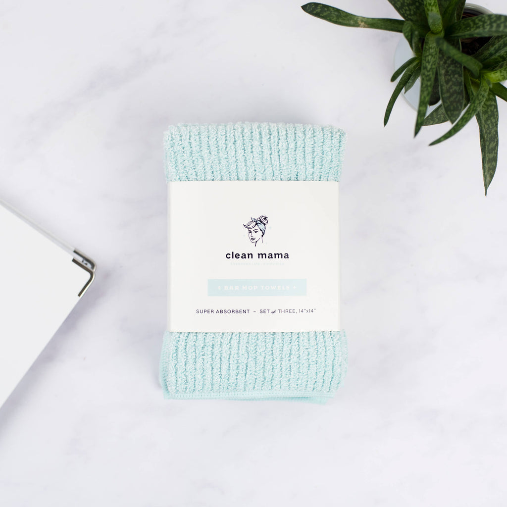 Clean Mama Premium Bar Mop Towels - Set of 3: Aqua