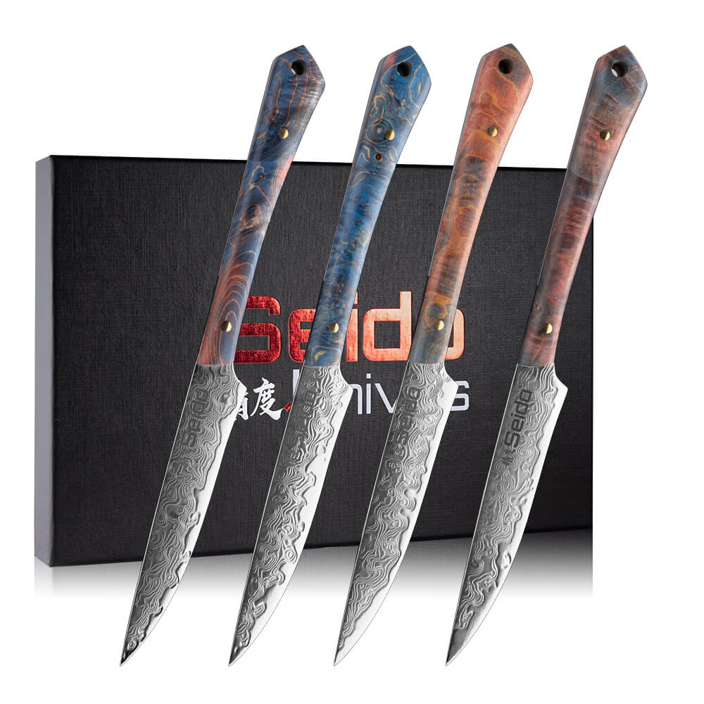 Kaze VG10 Damascus Steel Steak Knives