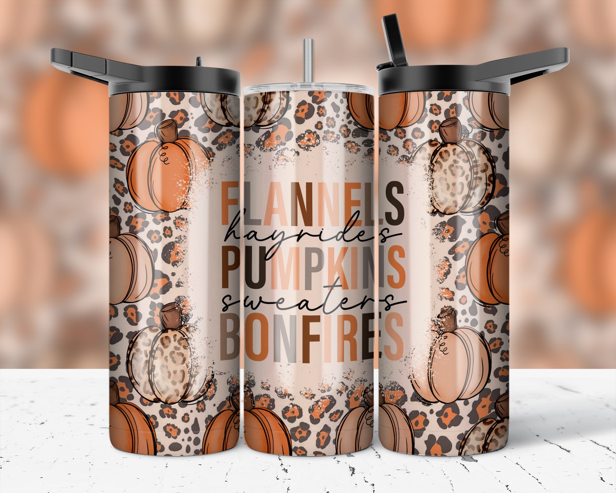 Assorted Ready to Press Sublimation Prints for 20oz Straight Skinny Tumblers (10 Pack) - Fall