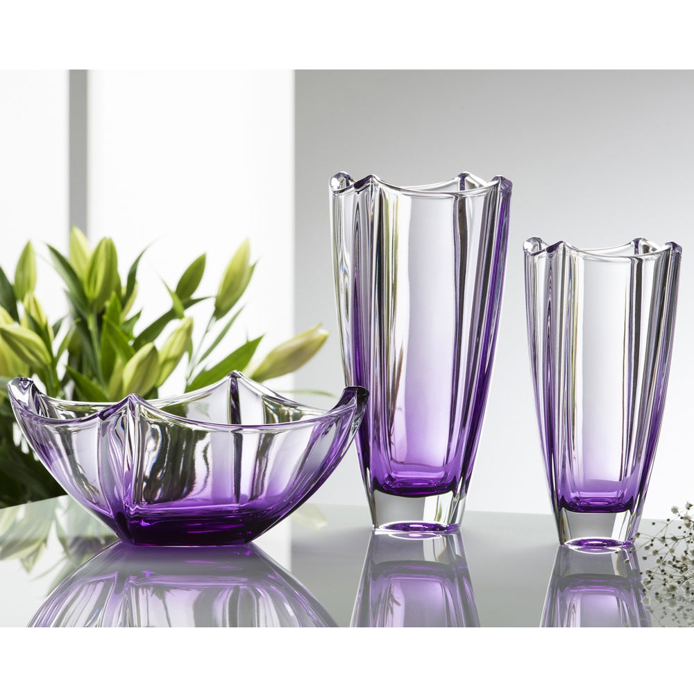 Galway Crystal Amethyst Dune 10" Square Vase