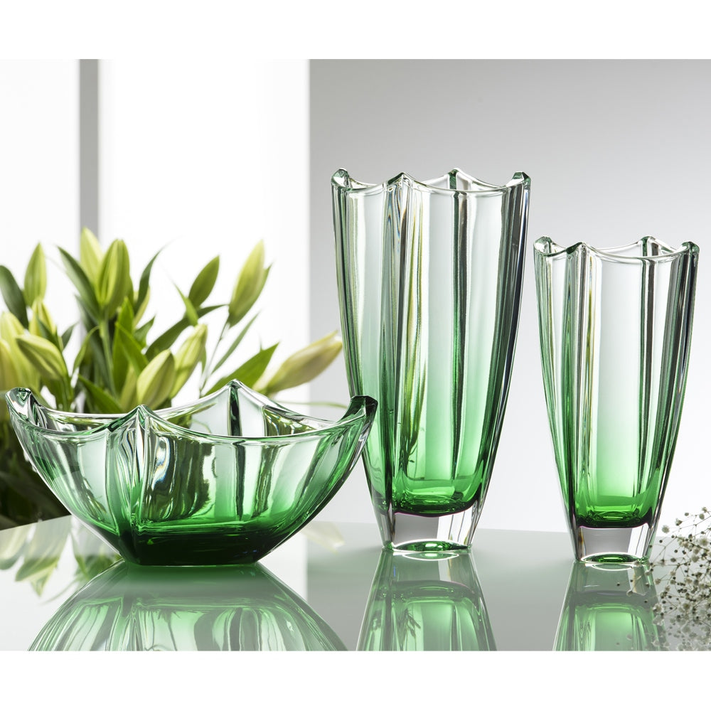 Galway Crystal Emerald Dune 12" Square Vase