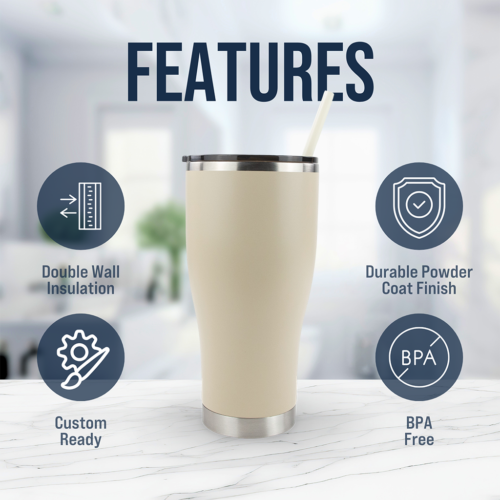 30oz Powder Coated Modern Curve Tumbler