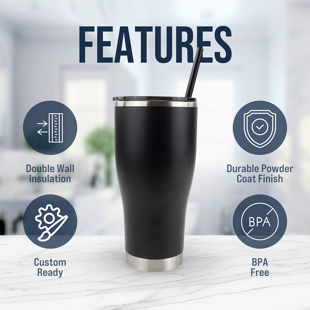 30oz Powder Coated Modern Curve Tumbler