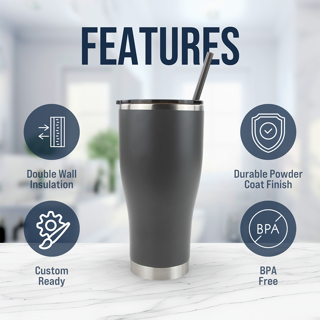 30oz Powder Coated Modern Curve Tumbler