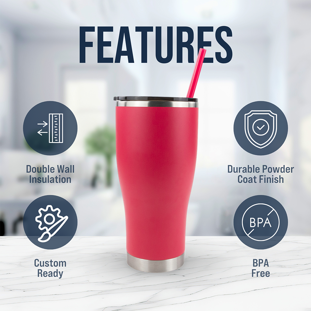 30oz Powder Coated Modern Curve Tumbler