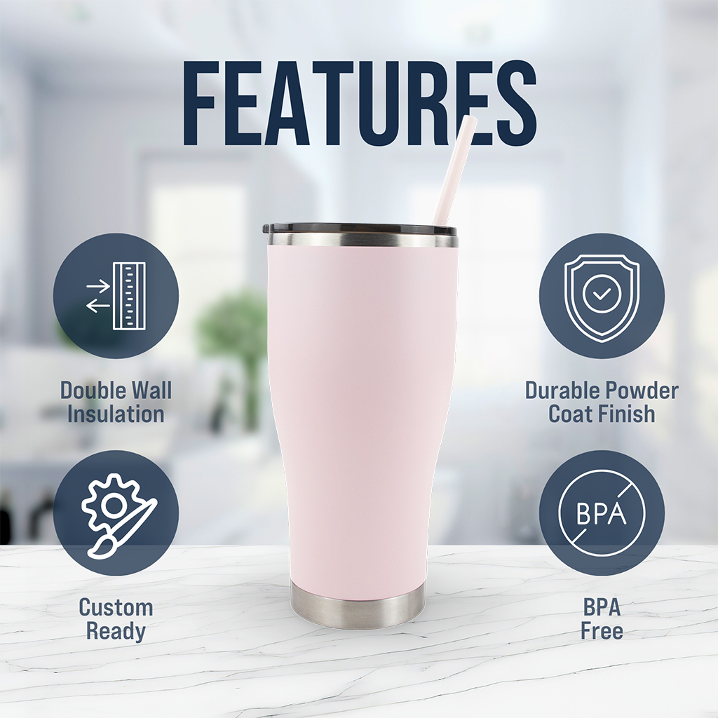 30oz Powder Coated Modern Curve Tumbler Case