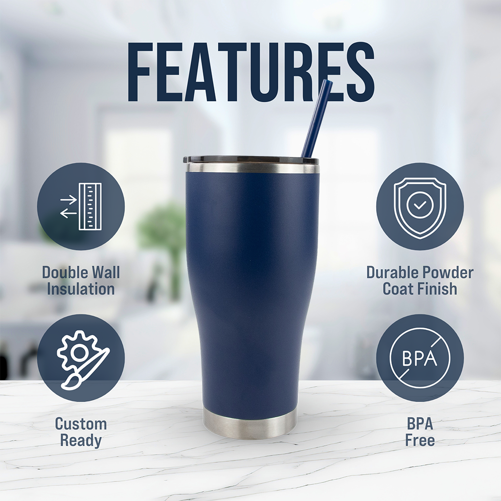 30oz Powder Coated Modern Curve Tumbler