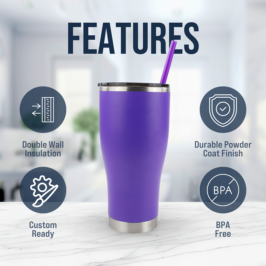30oz Powder Coated Modern Curve Tumbler Case