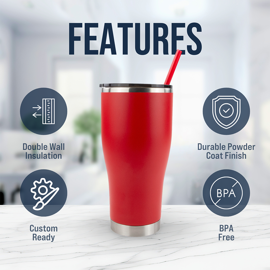30oz Powder Coated Modern Curve Tumbler