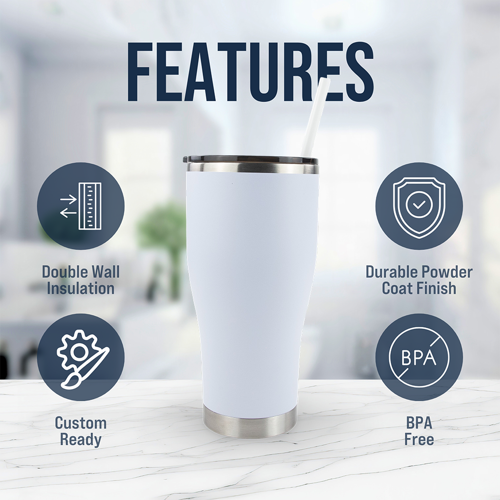 30oz Powder Coated Modern Curve Tumbler Case