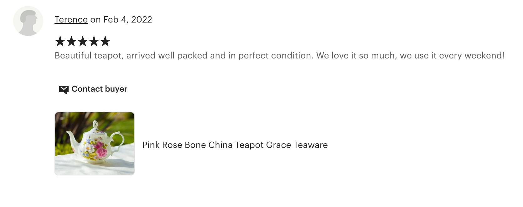 Grace's Rose Bone China Teapot