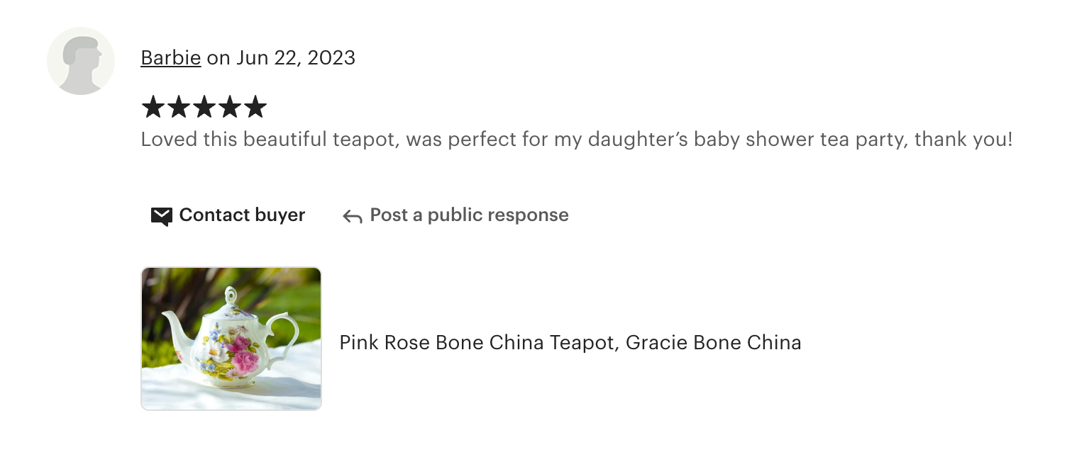 Grace's Rose Bone China Teapot