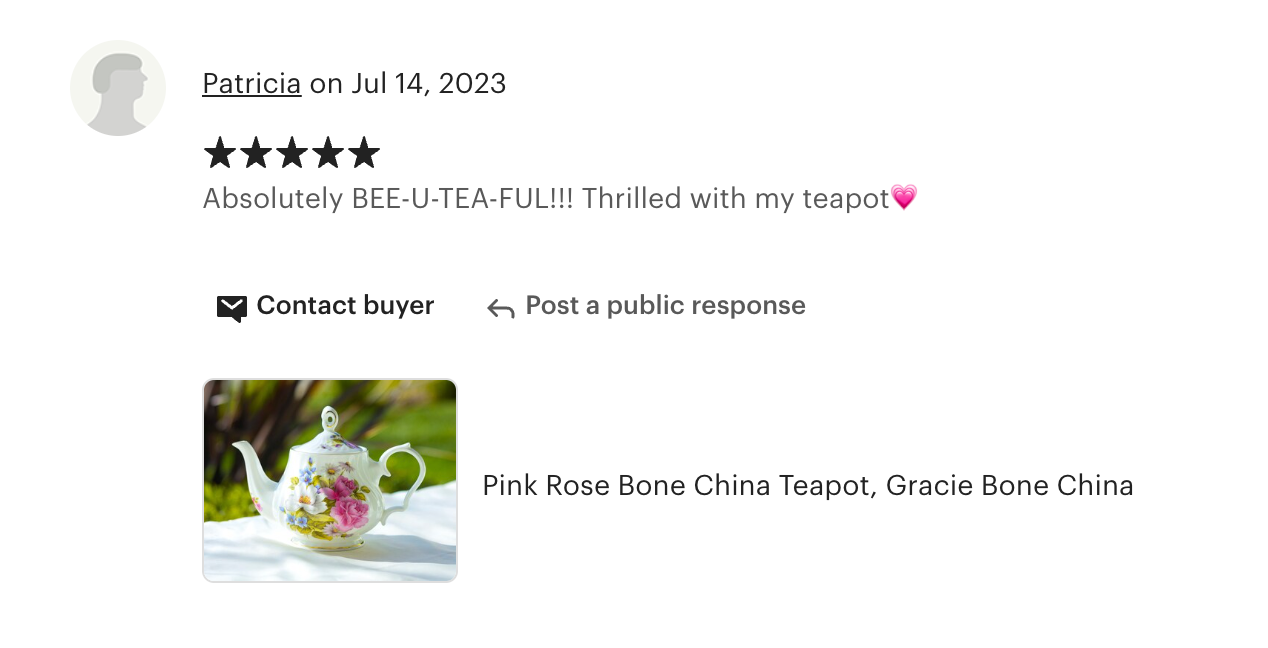 Grace's Rose Bone China Teapot