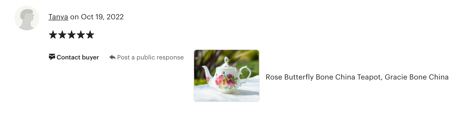 Sandra's Rose with Butterflies Bone China Teapot