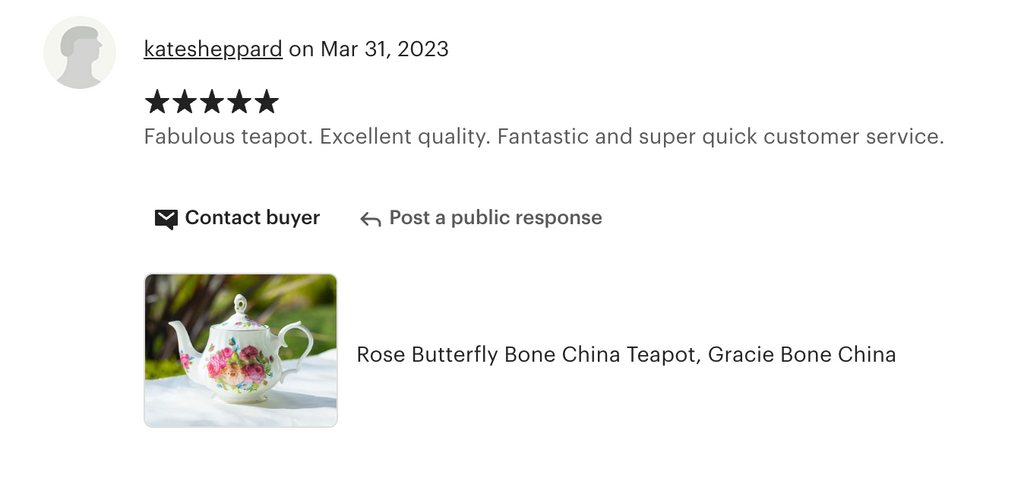 Sandra's Rose with Butterflies Bone China Teapot