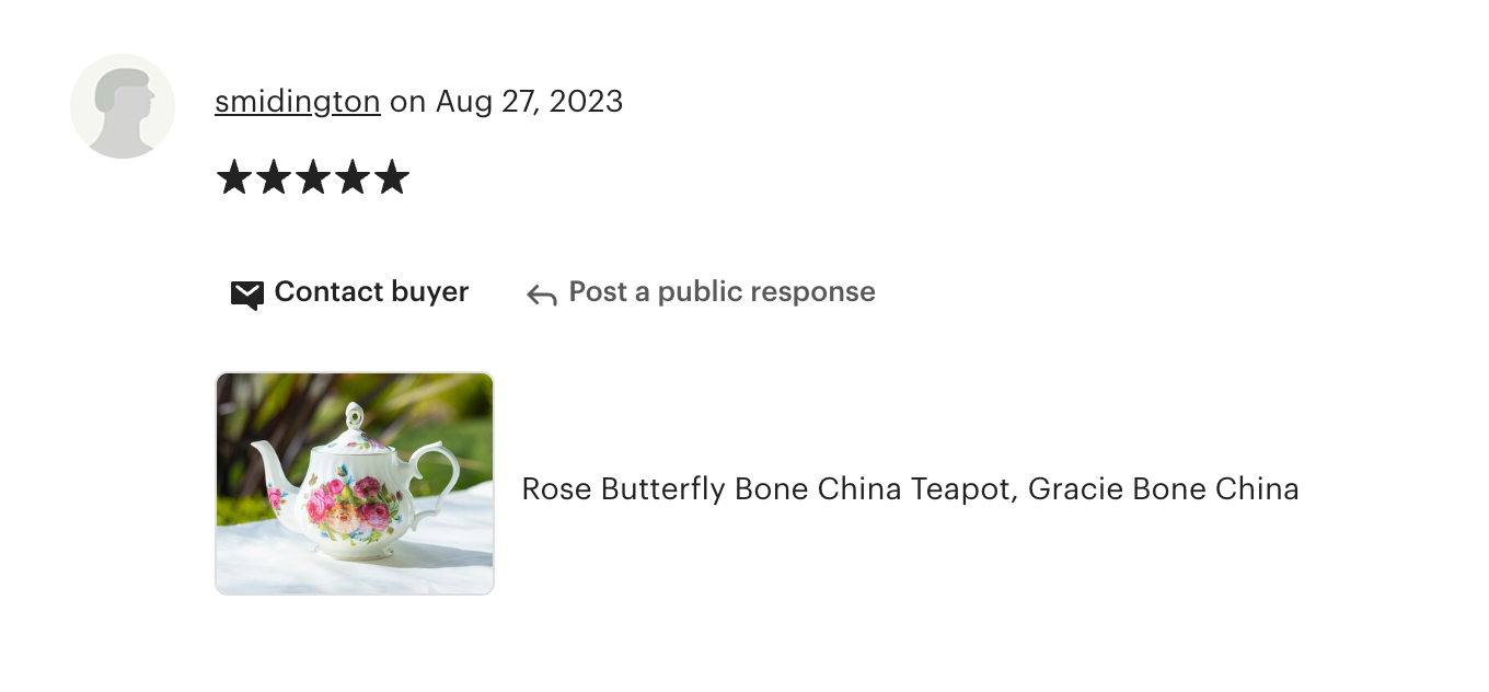 Sandra's Rose with Butterflies Bone China Teapot