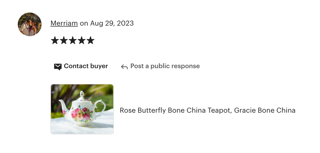 Sandra's Rose with Butterflies Bone China Teapot
