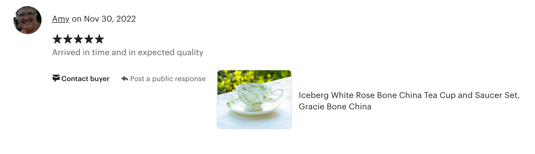 Iceberg Rose Bone China Tea Cup and Saucer