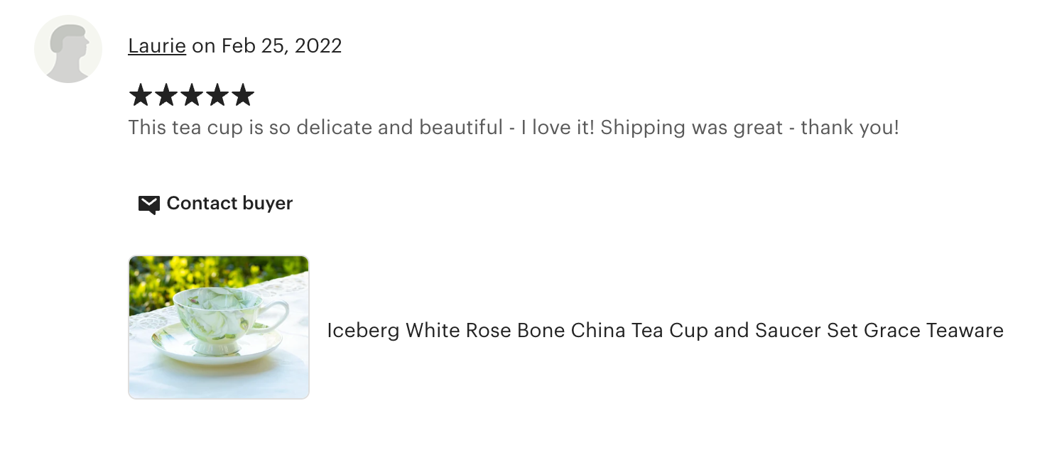 Iceberg Rose Bone China Tea Cup and Saucer