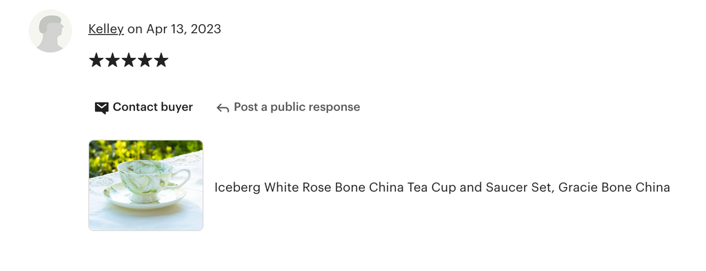 Iceberg Rose Bone China Tea Cup and Saucer