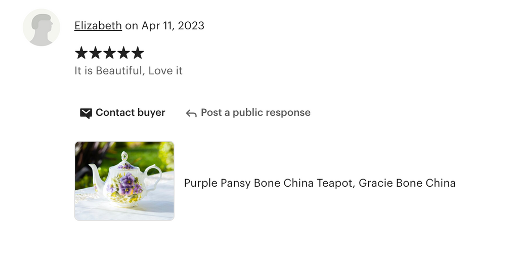 Purple Pansy Bone China Teapot