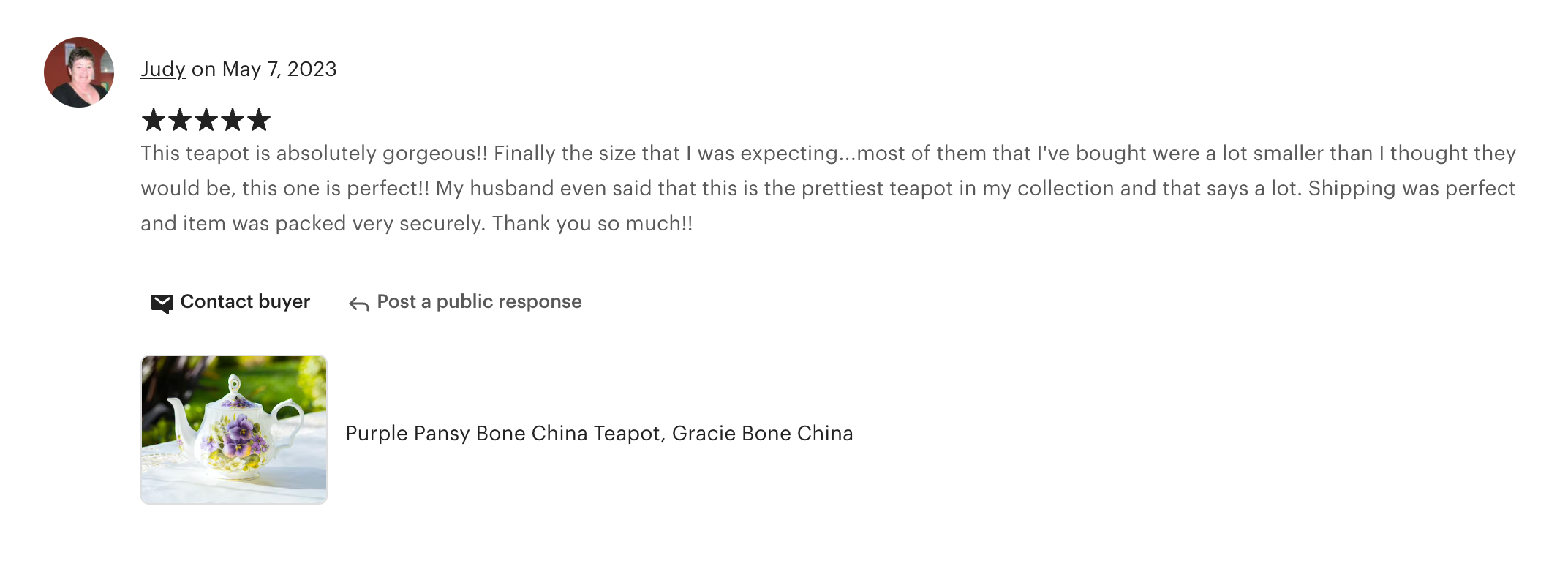Purple Pansy Bone China Teapot