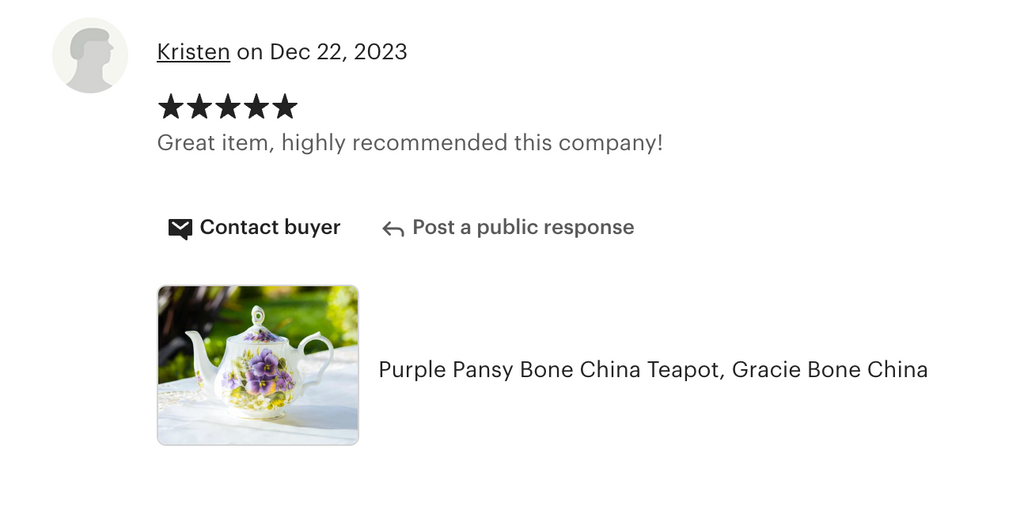 Purple Pansy Bone China Teapot