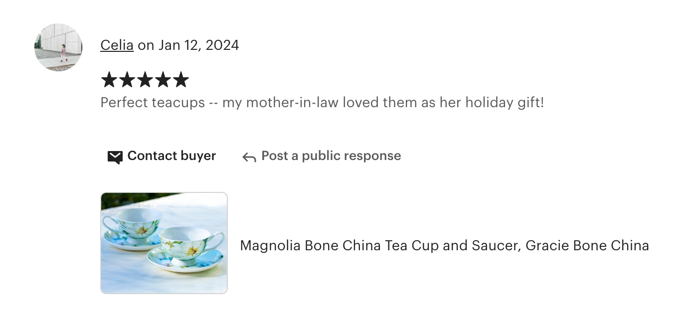 Magnolia Bone China Tea Cup and Saucer