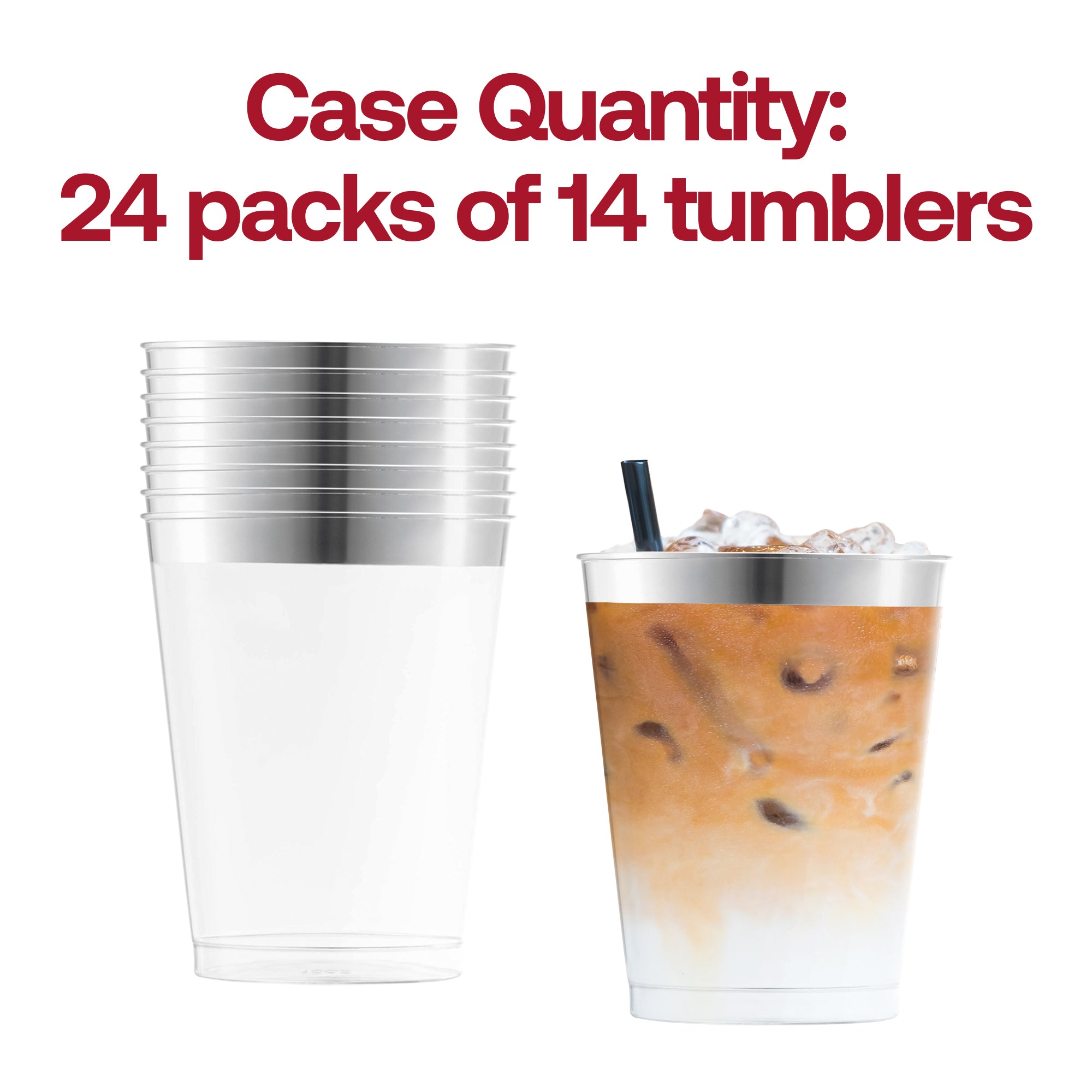 Clear with Metallic Silver Rim Round Tumblers (10 oz. )
