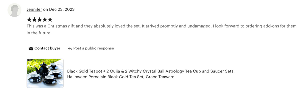 Black Gold Scallop Teapot + 4 Assorted Halloween Tea Cup and Saucer Sets - Ouija & Witchy Crystal Ball