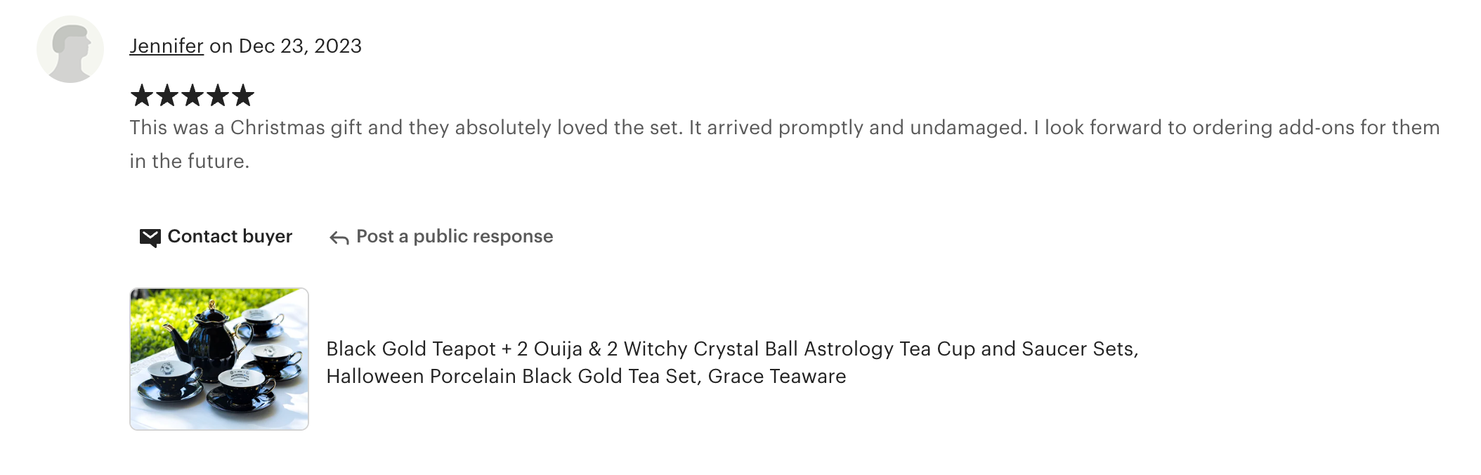 Black Gold Scallop Teapot + 4 Assorted Halloween Tea Cup and Saucer Sets - Ouija & Witchy Crystal Ball