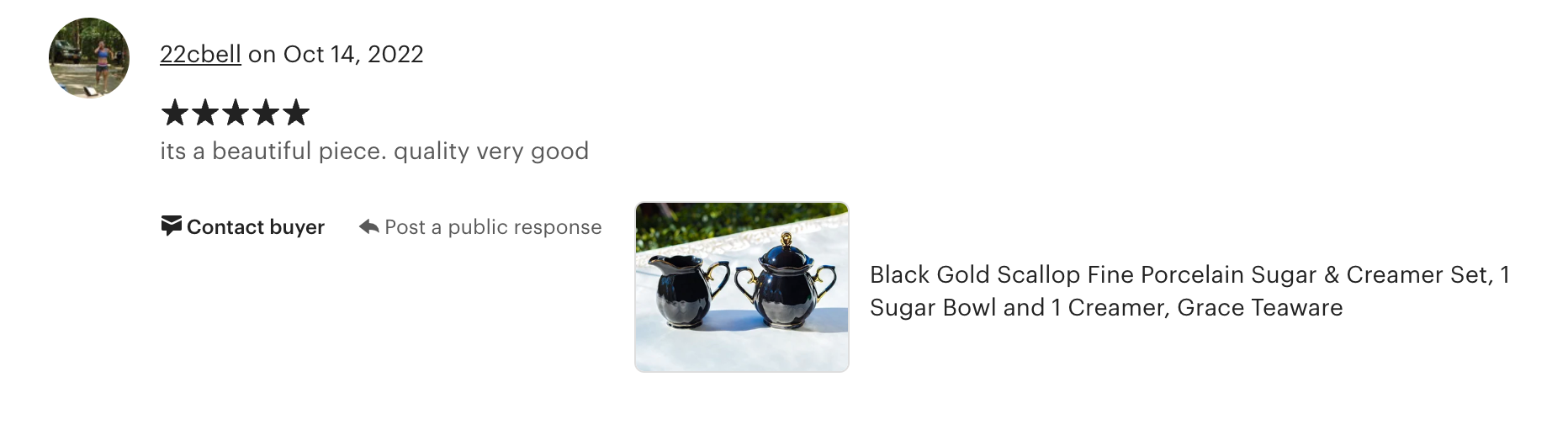 Black Gold Scallop Fine Porcelain Sugar & Creamer Set
