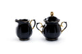 Black Gold Scallop Fine Porcelain Sugar & Creamer Set - CLEARANCE