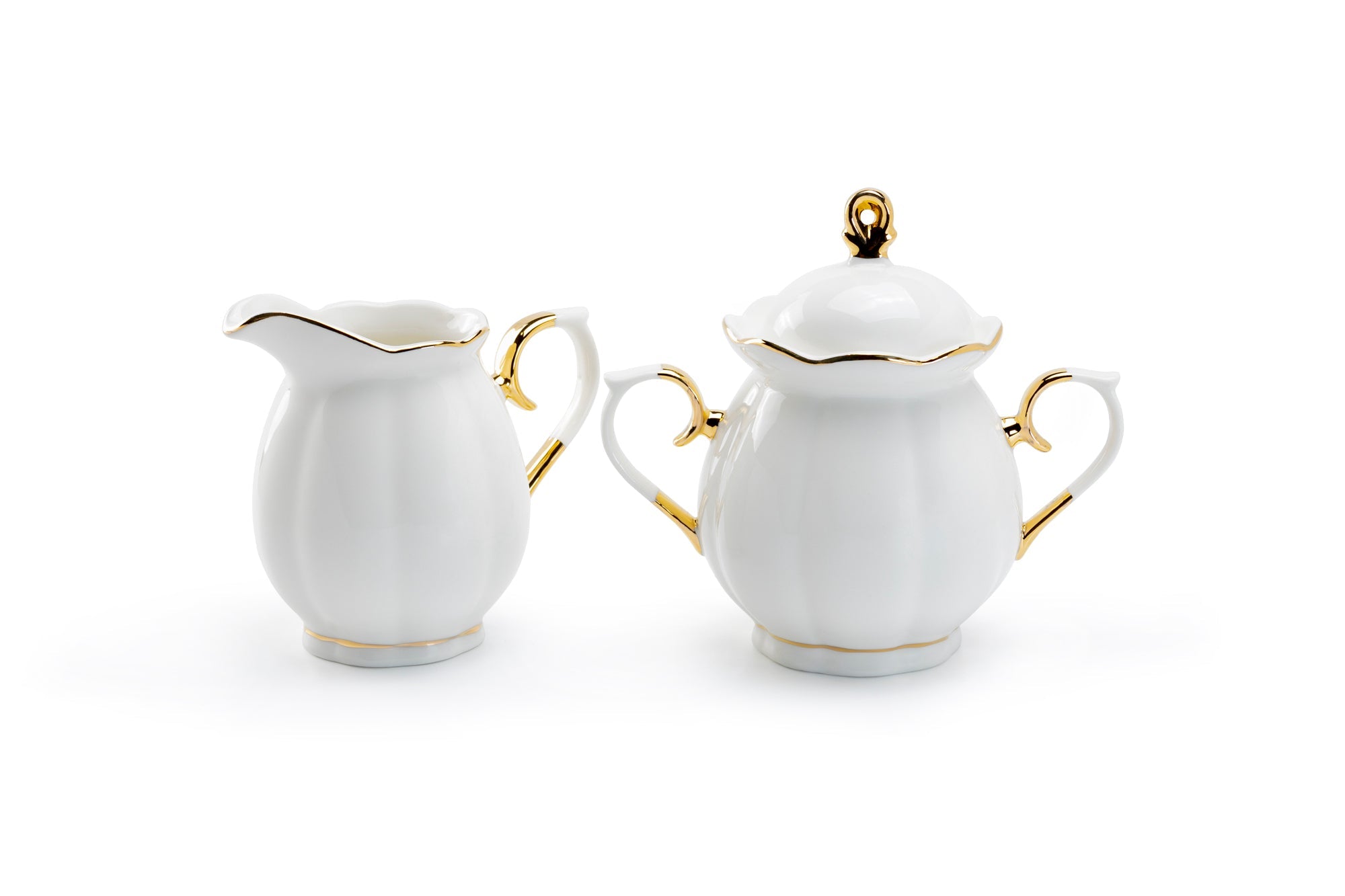 White Gold Scallop Fine Porcelain Sugar & Creamer Set - CLEARANCE
