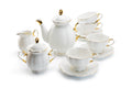 White Gold Scallop Fine Porcelain 11-Piece Tea Set
