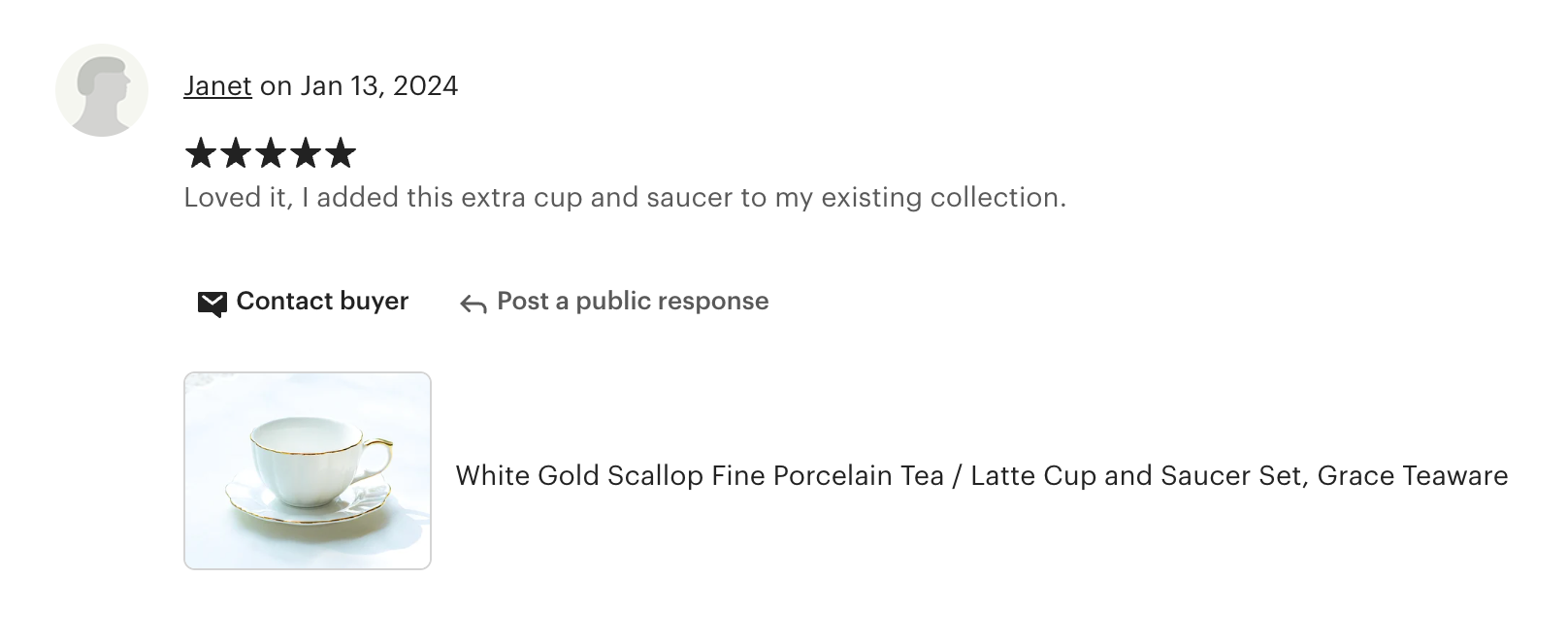 White Gold Scallop Fine Porcelain Tea / Latte Cup and Saucer